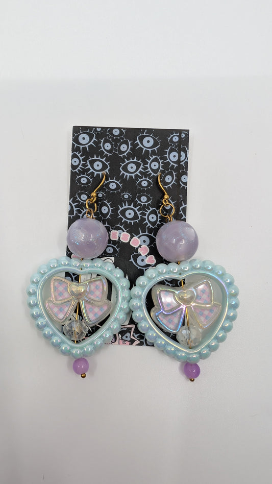 Pastel Purple and Blue Dreamy Heart Earrings
