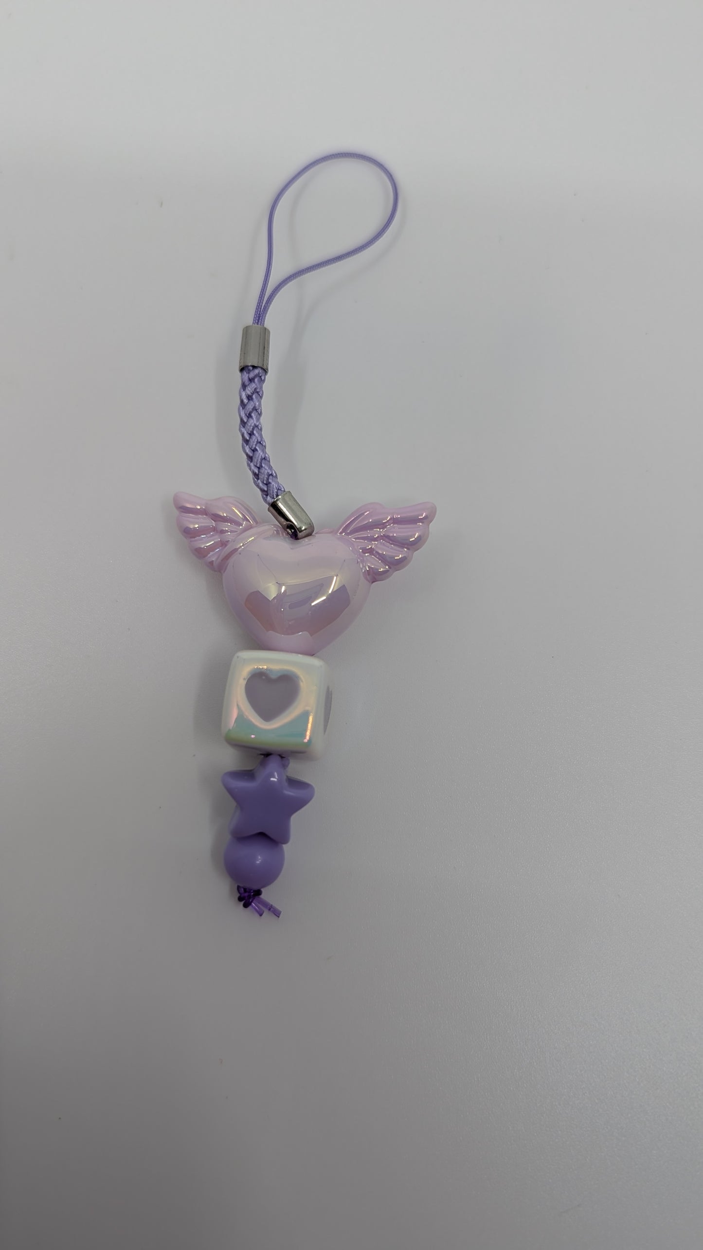 Purple and white Mini Phone Charm