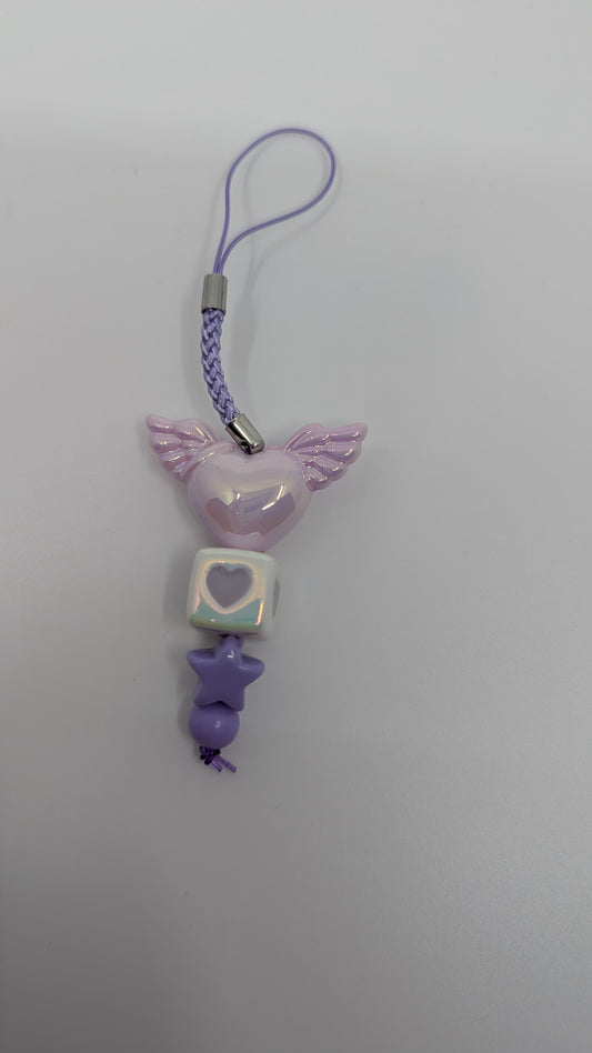 Purple and white Mini Phone Charm
