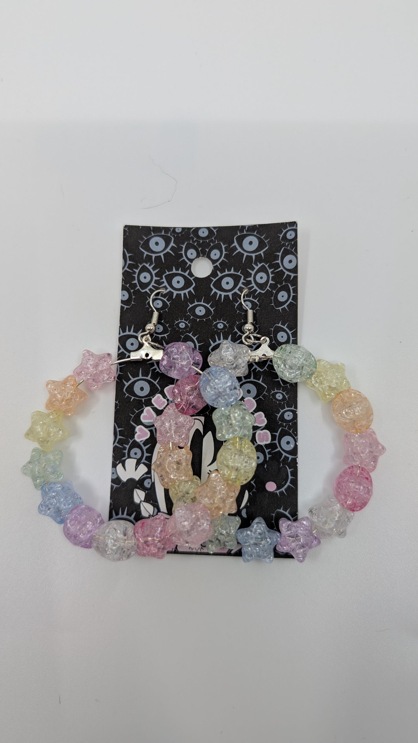 Pastel Rainbow Candy Rock Hoop Earrings