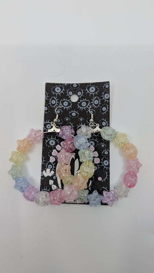 Pastel Rainbow Candy Rock Hoop Earrings