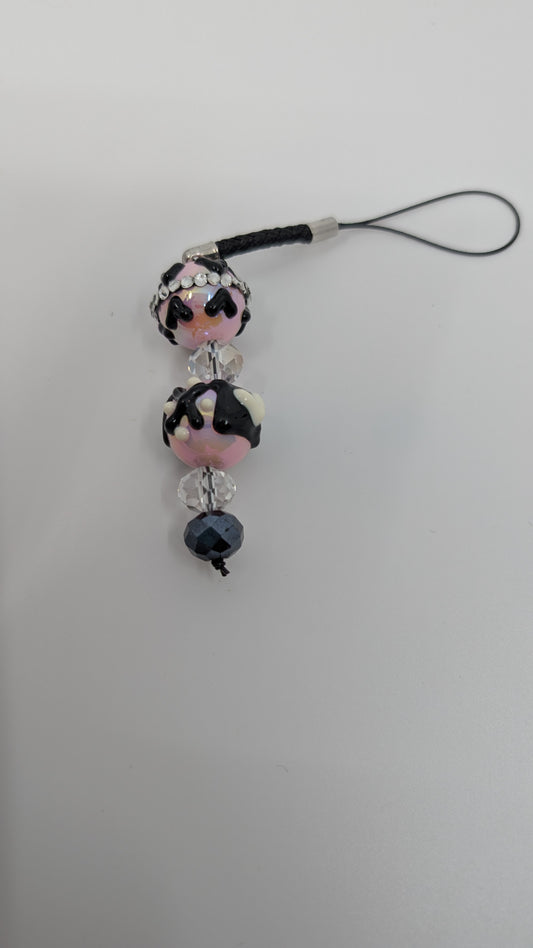 Black and Pink Mini Phone Charm