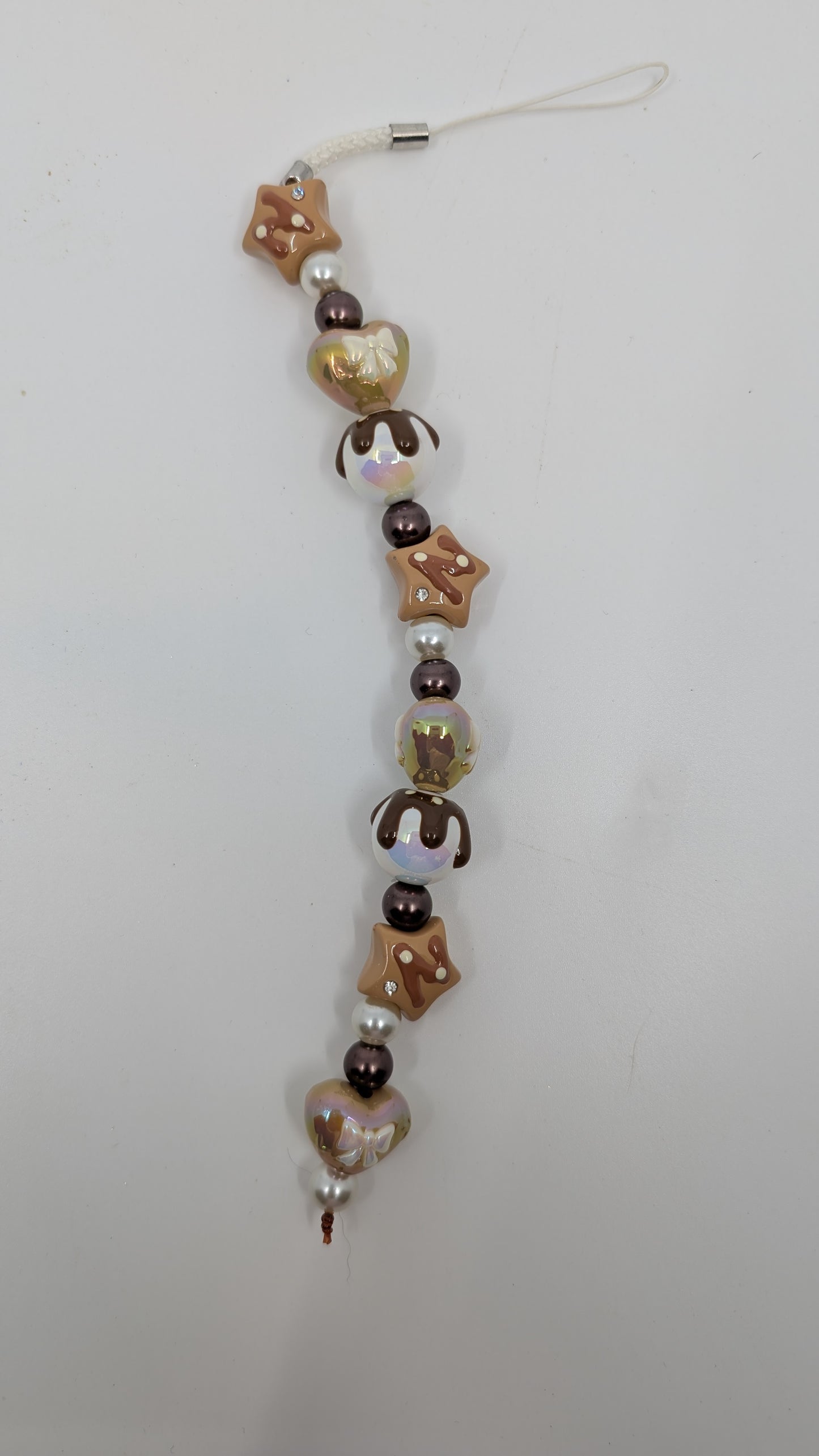 Chocolate Dreams Brown and White Phone Charm