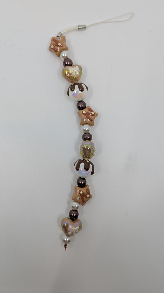 Chocolate Dreams Brown and White Phone Charm