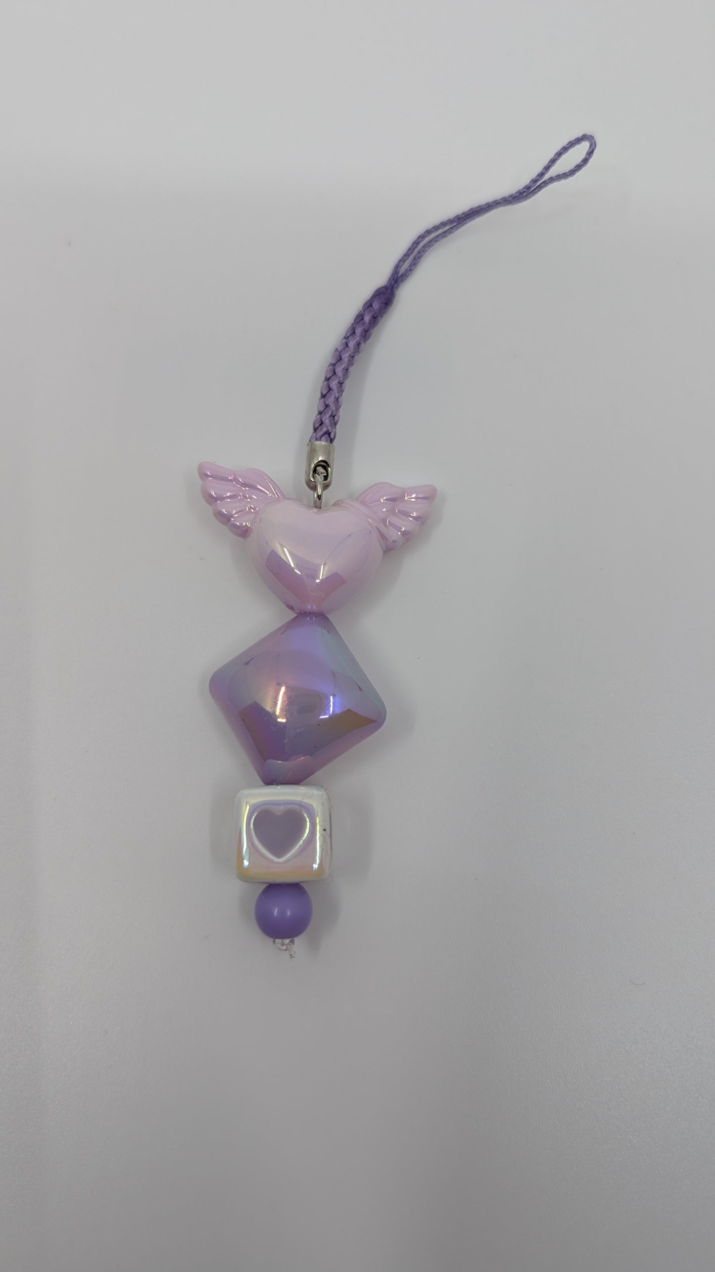 Purple and white Mini Phone Charm